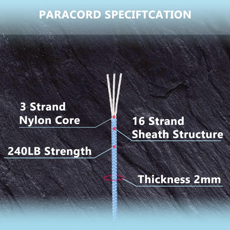LUYADIN Paracord 240lb - Diameter 2mm Micro Utility Cord -3 Strand Parachute Spool Cord - 100ft 200ft,Paracord for Camping,Hiking,Fishing,Outdoor and DIY - Image 3